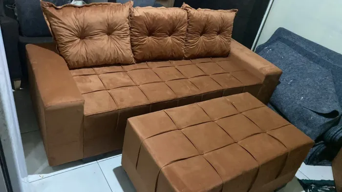 Não perca nossas ofertas sofá grande acompanha um puff grande