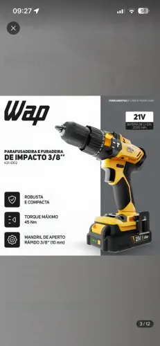 Furadeira e Parafusadeira de Impacto WAP K21 3/8? 12V Bivolt com LED