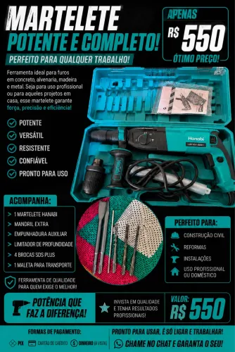 ? MARTELETE HANABI 110V COMPLETO + KIT DE ACESSÓRIOS | APENAS R$ 550