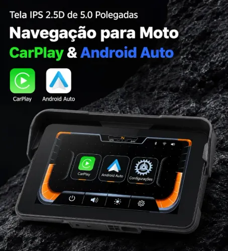 Tela de Navegação para Motocicletas 5" com Android Auto e Apple Carplay