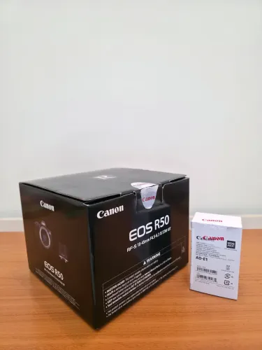 Câmera Canon R50 + Lente do Kit + Adaptador Flash com NF e Garantia 2 anos