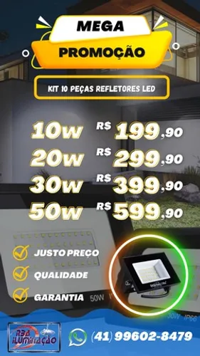 Promoção Refletor LED 10w 20w 30w Prova d'água