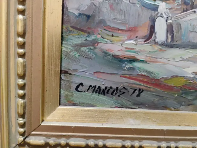 Quadro com moldura pintor c Marcos leia descrição