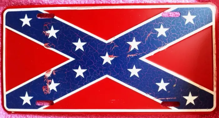 01 Placa  Alumínio Decorativa Bandeira dos Confederados  e 01 Adesivo Clube do Carro Antig