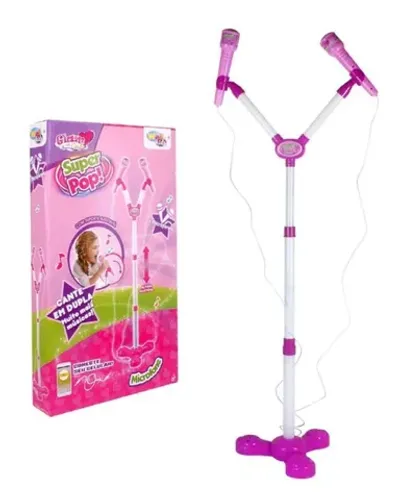 Microfone Duplo Infantil Conexao Mp3 Super Pop Wb7693