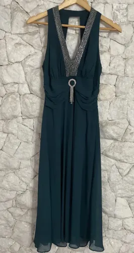 Vestido de Festa, Verde, Borame, Tamanho M