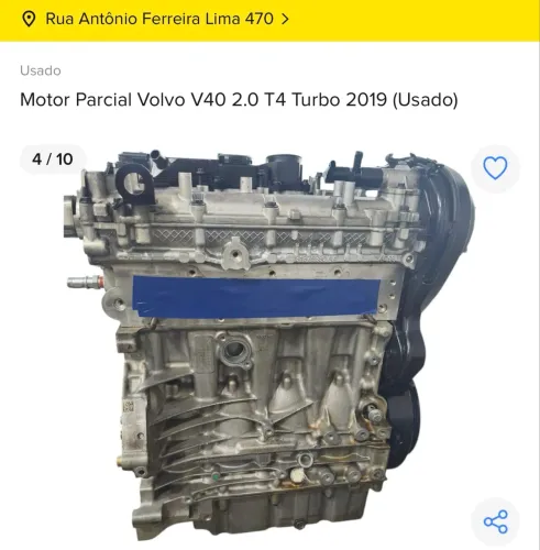 Motor Parcial Volvo V40 2.0 T4 Turbo 2019 com NF e 3 meses GARANTIA