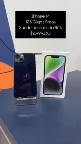 iPhone 14 / 128GB / Preto / Saúde de bateria 86% / Loja fisica em Rio Preto