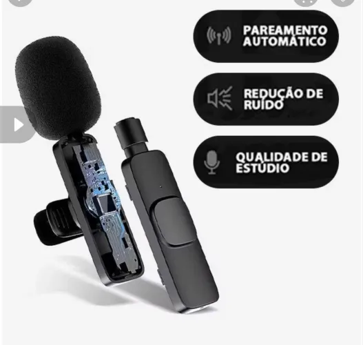 Microfone Lapela sem fio - Compatível IPhone até modelo 14