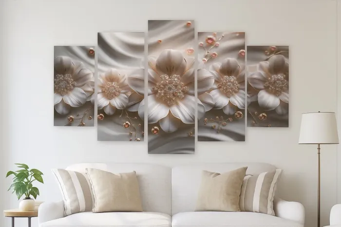 Quadro Flor Branca Mosaico Moderno PROMOÇÃO 