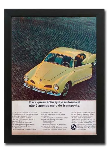 VW Karmann-Ghia - Escolha 2 quadros decorativos com propaganda original de revista
