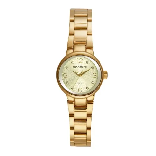 Relógio Feminino Mondaine Dourado Cristais