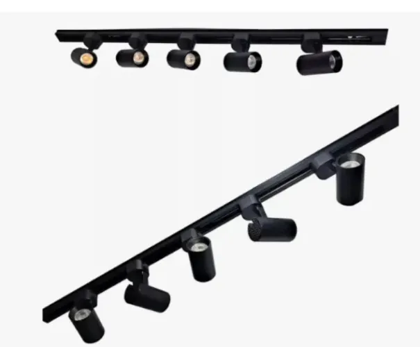 Kit Trilho Eletrificado 1,0m + 5 Spot Led 7w Preto 