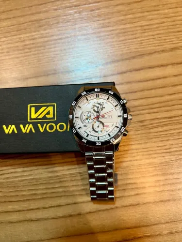 Relógio Masculino Va Va Voom 46mm - Militar com Pulseira Metálica Prateada