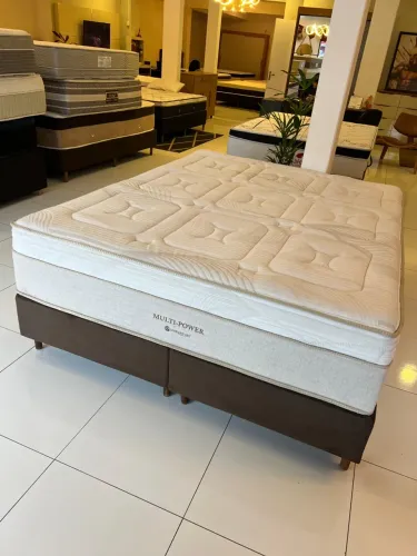 Cama Queen Size MULTI-POWER Seminova Base + Colchão - ENTREGO