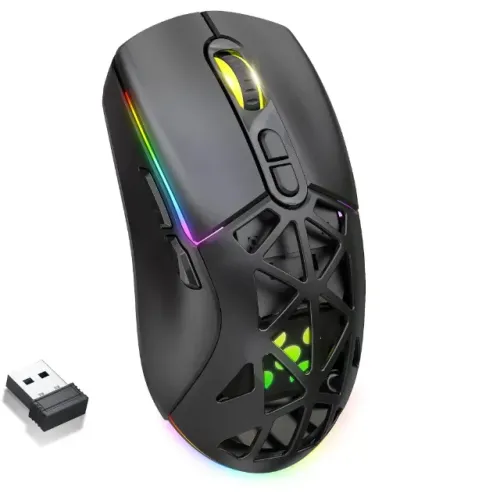 Mouse Gamer Fortrek Striker Air Black, RGB, Wireless, BT, 16000 DPI, 9 - WZetta
