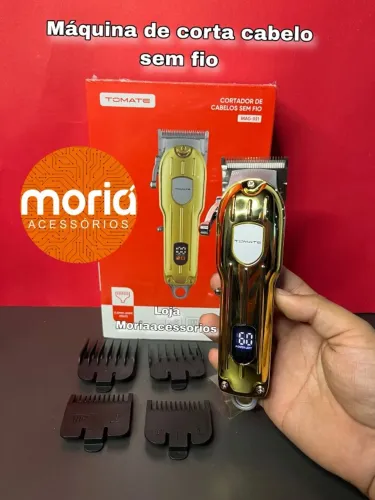 Maquina De Cortar Cabelo Sem Fio 5w Tomate Mag-031 Dourado