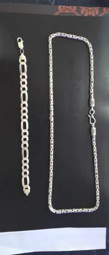Cordao e pulseira de prata