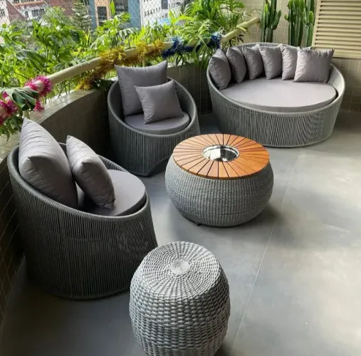 Conjunto sofá chaise para área externa