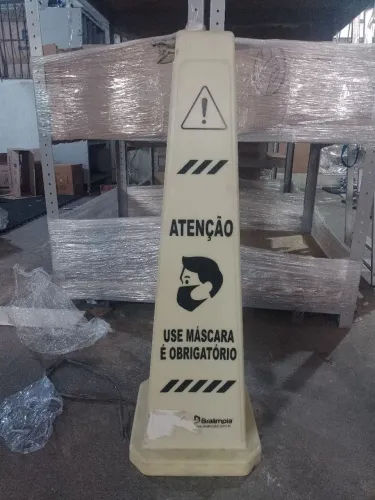 Placa de Sinalização Atenção Use Máscara é Obrigatório Bralimpia