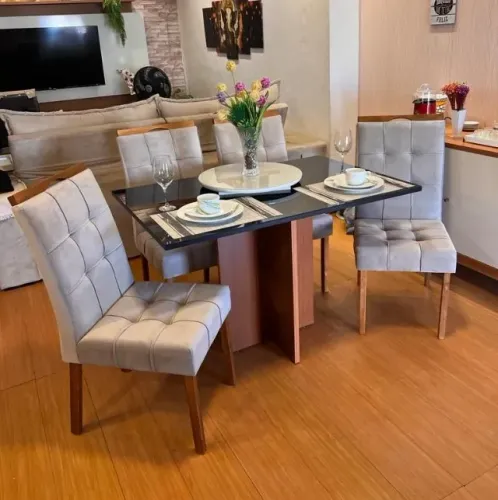 sala mesa jantar com 4 cadeiras