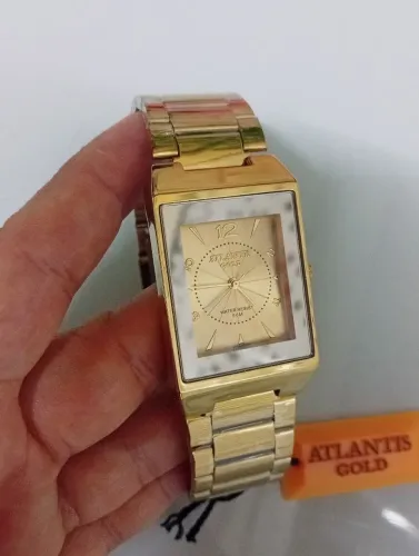 Relógio Atlantis Gold feminino folheado a prova dágua