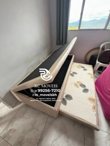 Cama box Baú Solteiro com Cama Auxiliar 88x1,88 D33  Baú Blindado | Pronto Para Entrega