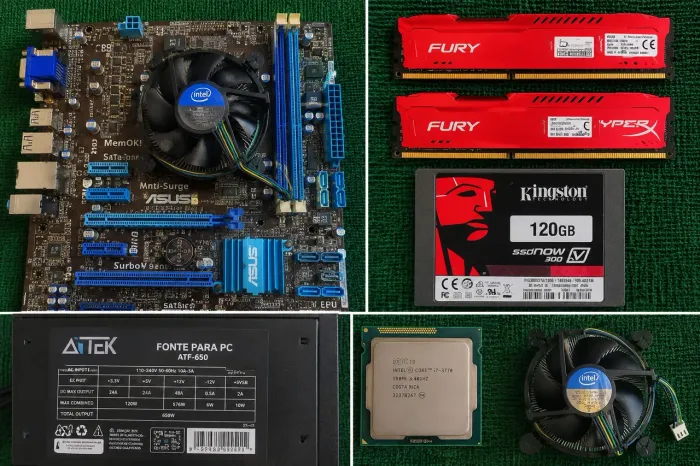 Kit i7 ASUS P8H77-M LE + 16GB HyperX + SSD Kingston 120GB (para reparo ou peças)