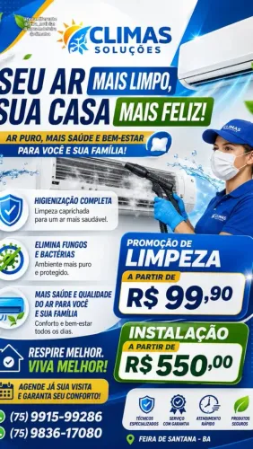 Limpeza e instalação de ar condicionado