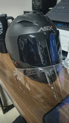 Capacete Fechado Asx City Preto Fosco  com Viseira fumê + viseira Crystal - tamanho 55/56