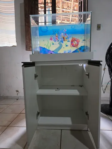 Aquario 60CM completo com móvel em madeira naval