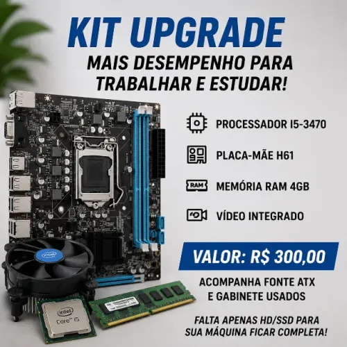 Kit Upgrade para PC (placa mãe h61 + i5-3470 + 4gb memória ram)