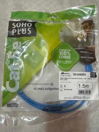 Cabo De Rede Utp Cat5e 1.5m Azul Furukawa Rj45