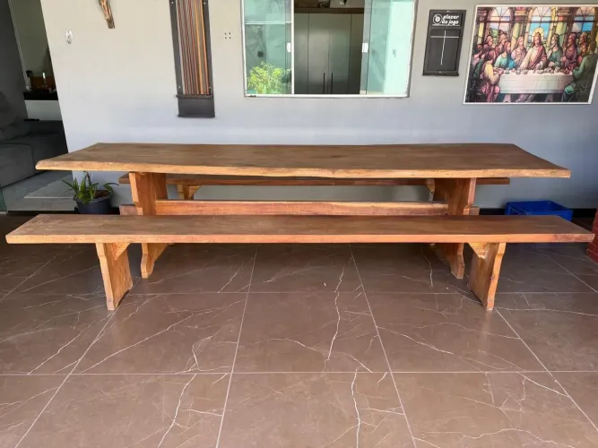 Mesa Rústica Madeira Maciça Pequiá