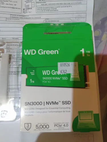 (NOVO) SSD NVMe WD Green SN 3000 PCi 4.0 e 1 TB de memória.