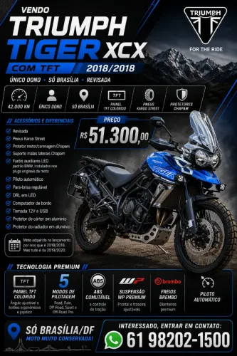 Triumph TIGER XCX 2018 com TFT, unico dono, conservada