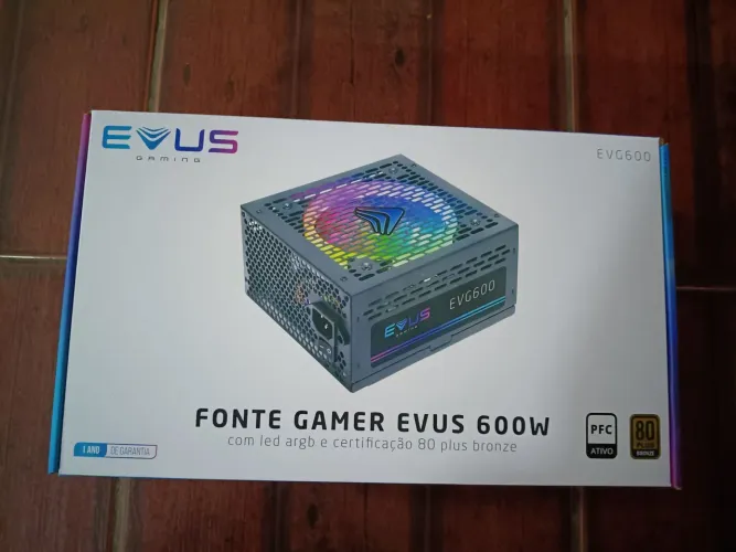 Fonte Gamer Evus 600 W PC Desktop Computador 