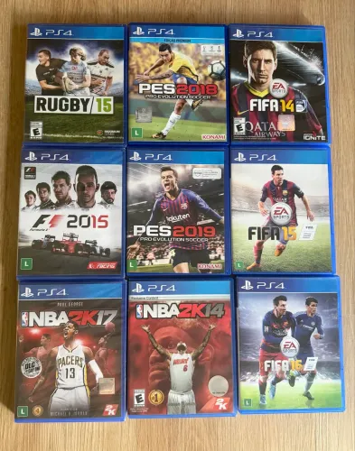 Lote 9 Jogos PS4 - 3 Lacrados - FIFA, PES, NBA17 e F1