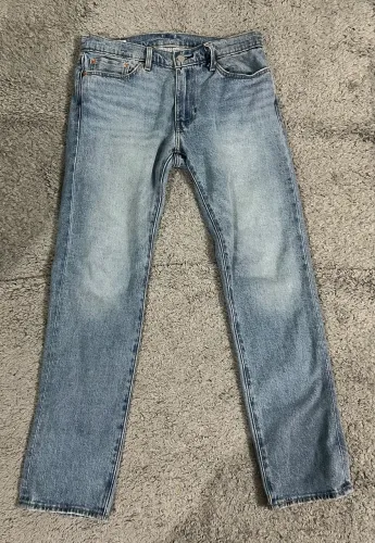 Levis 511 Selvedge Premium Calça Slim Jeans azul claro