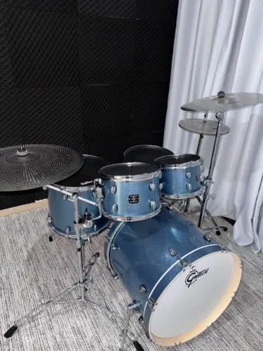 Bateria Gretsch Energy Blue Sparkle + Ferragens + Peles Originais Sem Uso
