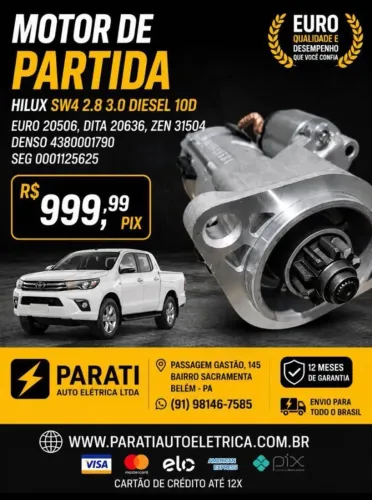 Motor partida Hilux e Sw4 2.8 e 3.0 10d ,