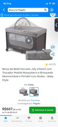 Berço Chiqueirinho Cercado Portátil Desmontável Plus + Tapuzim