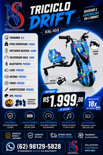 TRICICLO DRIFT ELÉTRICO kSL-103 NOVO ENTREGAMOS