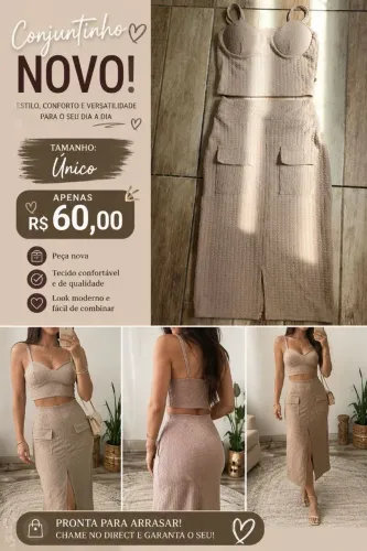 Lindo conjunto feminino saia e cropped