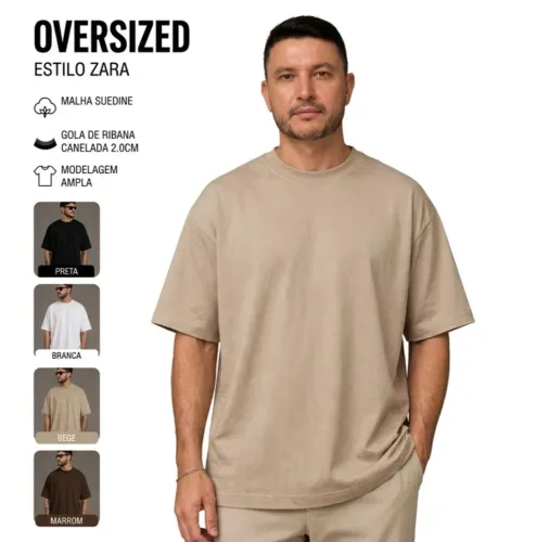 CAMISA OVERSIZED MALHA SUEDINE. Estilo ZARA