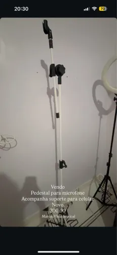 Pedestal para microfone resistente + suporte para celular
