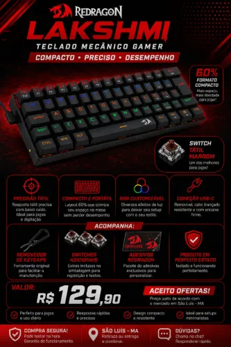 teclado gamer redragon lakshmi