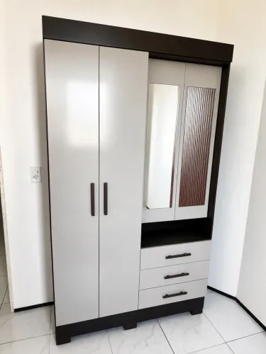Guarda Roupa Solteiro 4 Portas 3 Gavetas Capelinha com Espelho 100% Mdf