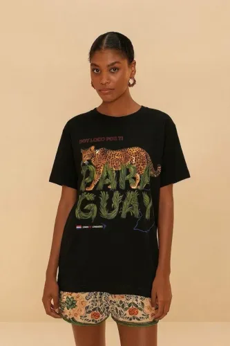 Camisa Farm rio  preta Onça 