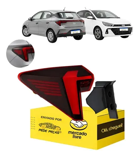 Lanterna Traseira Canto Esquerdo Hb20 2023 24 25 2026 C/led Esquerdo/motorista Vermelho